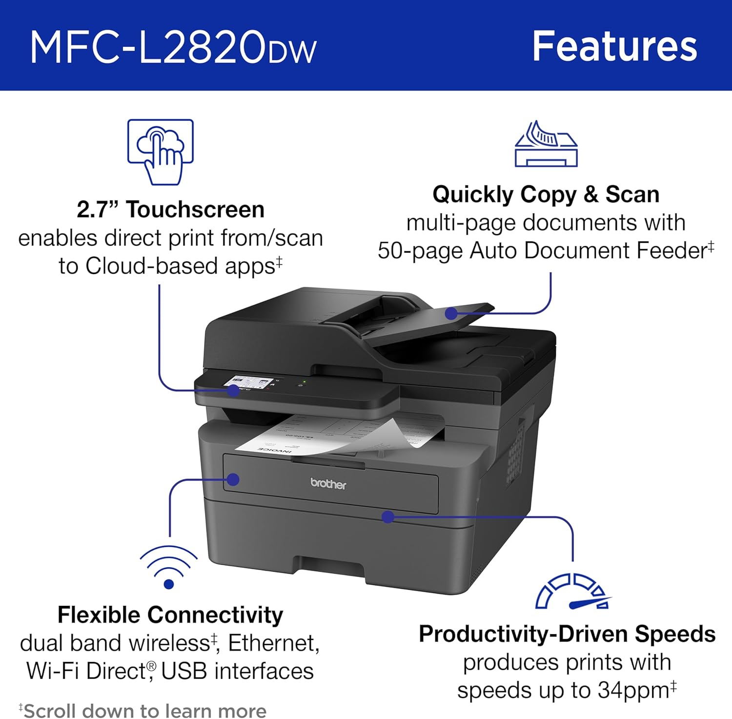 Brother MFC-L2820DW Wireless Compact